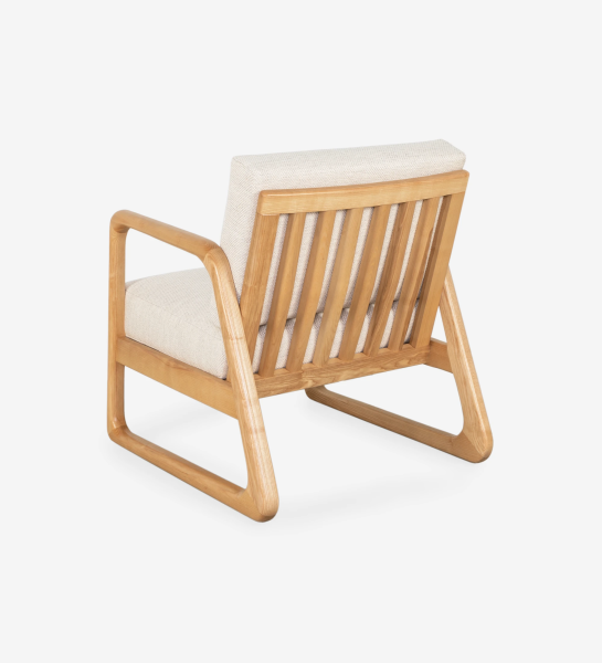 Antarte by AI Armchair upholstered in beige fabric, structure in natural wood.