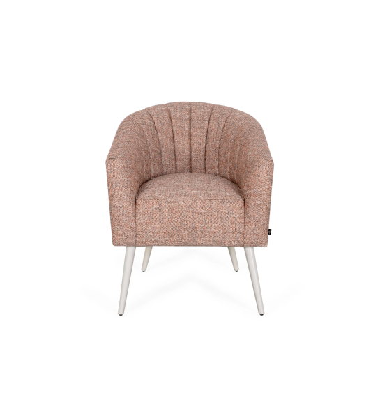 Tokyo armchair upholstered in fabric, black lacquered feet.