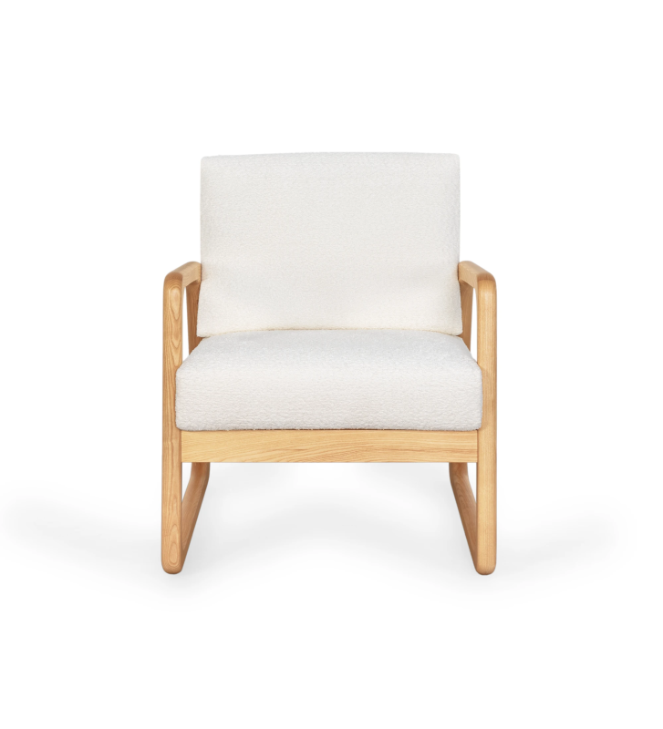 Antarte by AI Armchair upholstered in fabric, structure in natural wood.