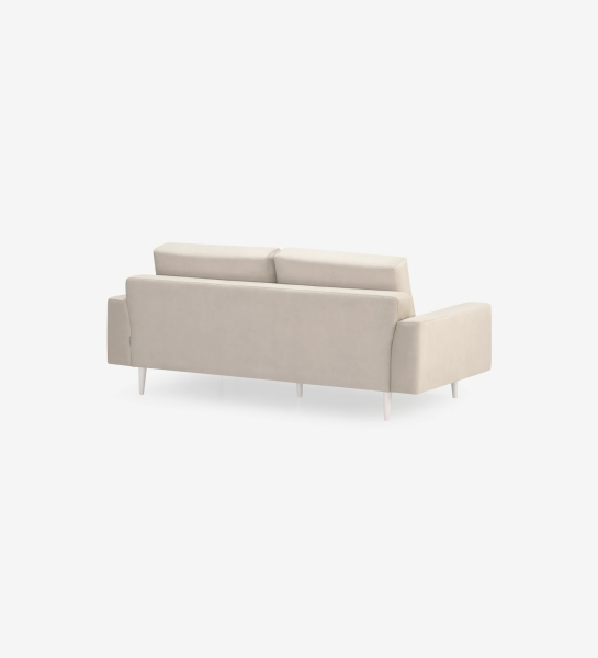 Oslo 2-seater sofa upholstered in beige fabric, pearl lacquered feet, 188 cm.