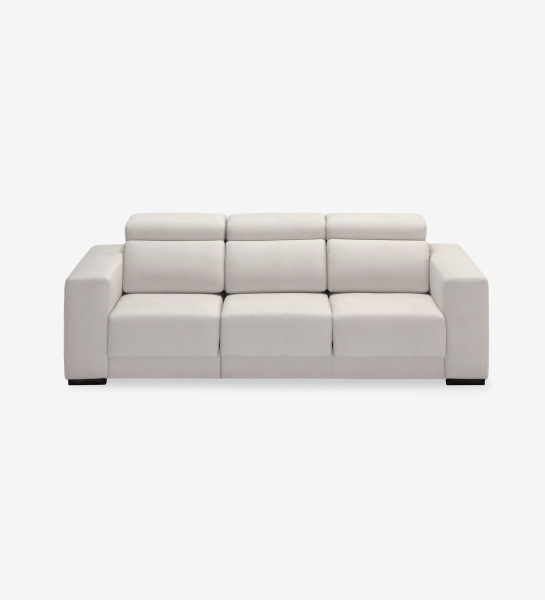 Oporto 3-seater sofa upholstered in gray fabric, reclining headrests and sliding seats, 250 cm.