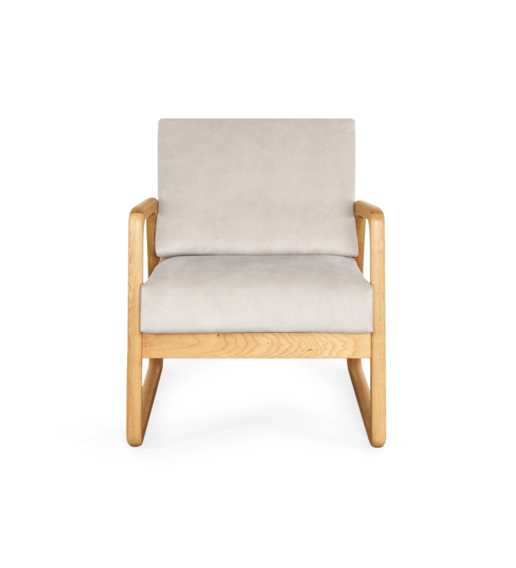 Antarte by AI Armchair upholstered in fabric, structure in natural wood.