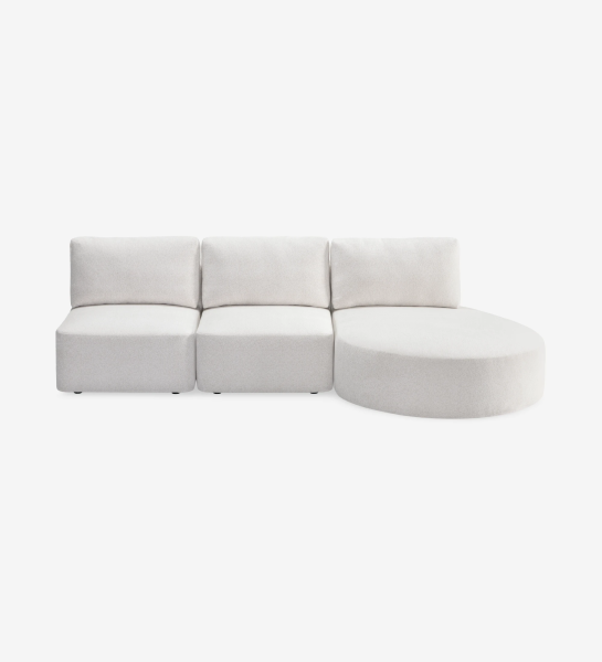 Paris 2-seater sofa and left chaise longue, upholstered in pearl fabric, 280 cm.