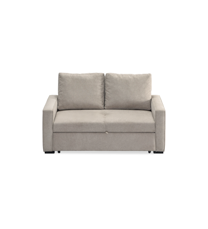 Lagos 2-seater sofa bed upholstered in trufflefabric, removable back cushions, 158 cm.