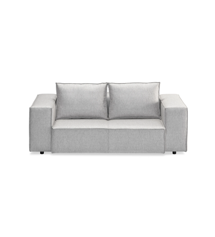 Rio 2-seater sofa upholstered in light grey fabric, 213 cm.