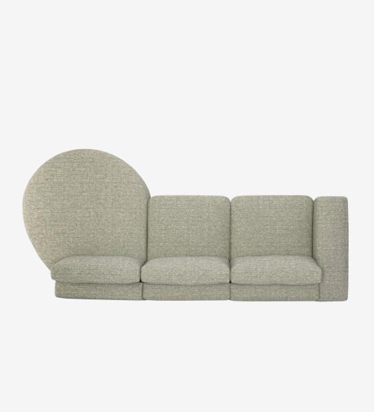 Paris 2-seater sofa and right chaise longue, upholstered in green fabric, 307 cm.