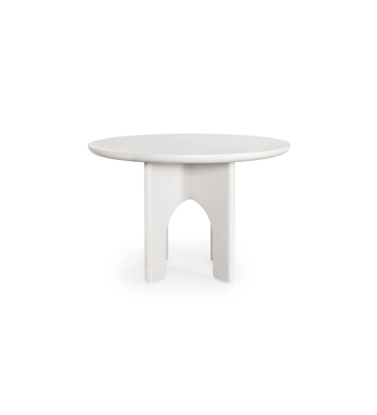 Table de repas ronde Paris Ø 120 cm, plateau et pied laqué perles.