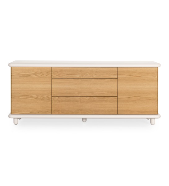 Sideboard with 2 doors, 3 drawers in natural oak, pearl structure