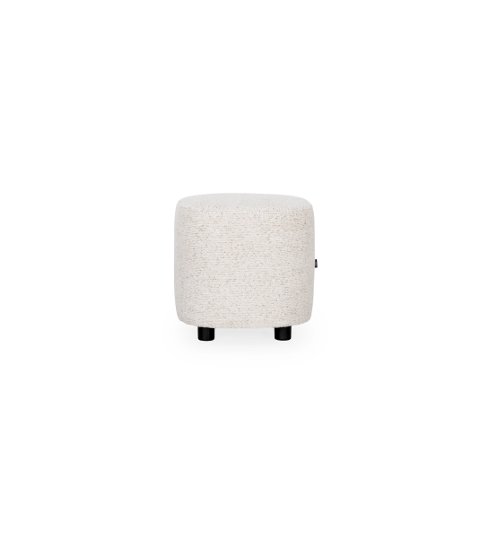 Pouf Cannes carré, recouvert en tissu perle, pieds noirs, 40 x 40 cm.
