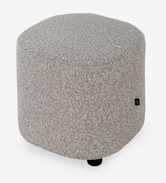 Cannes square puff, upholstered in toffee fabric, black feet, 40 x 40 cm.