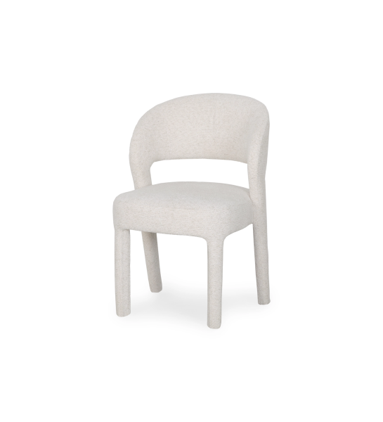 Chair upholstered in pearl fabric.