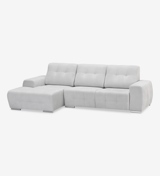 Sofá Madrid 2 lugares e chaise longue esquerda, estofado a tecido cinzento, 287 cm.