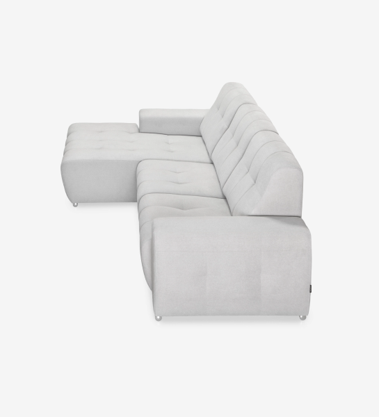 Sofá Madrid 2 lugares e chaise longue esquerda, estofado a tecido cinzento, 287 cm.