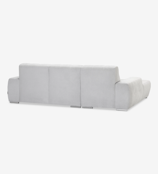 Sofá Madrid 2 lugares e chaise longue esquerda, estofado a tecido cinzento, 287 cm.
