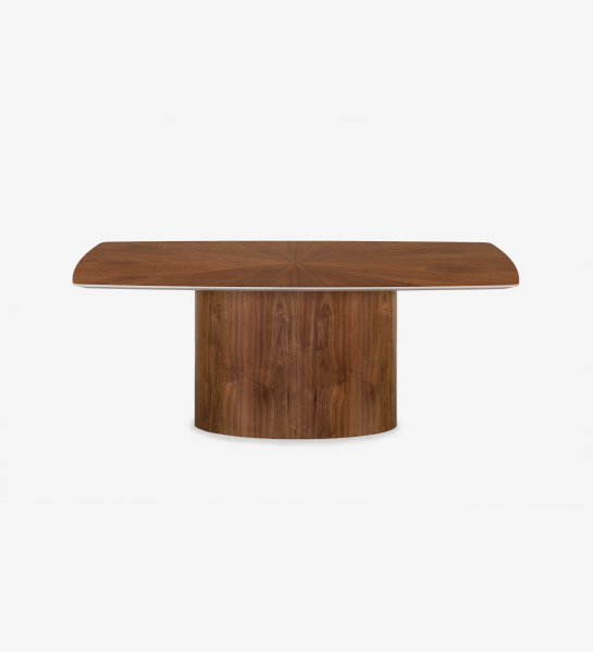 Mesa de jantar Paris retangular 180 x 100 cm, em nogueira natural.