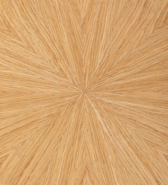 Paris round side table, natural oak top, pearl lacquered foot, Ø 48 cm.