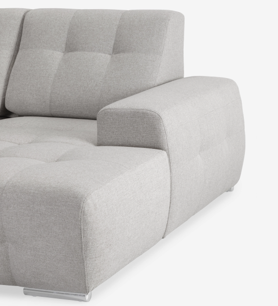 Sofá Madrid 2 plazas y chaise longue derecha, tapizado en tela gris, 287 cm.