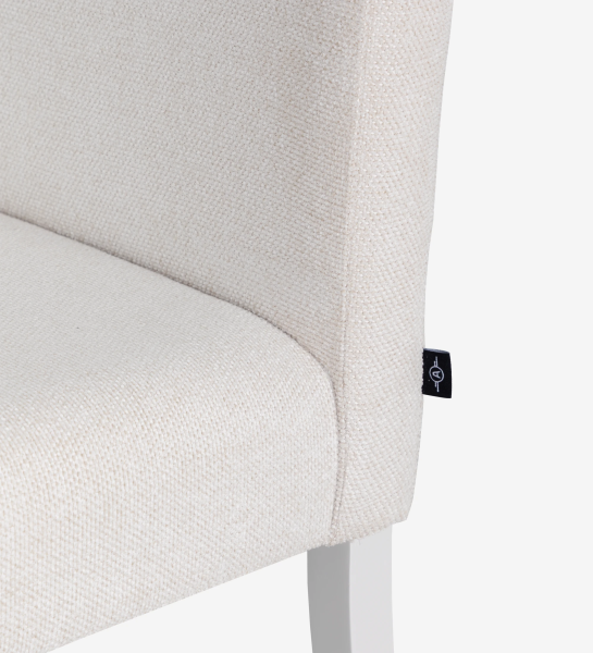 Chair upholstered in fabric, pearl lacquered feet.
