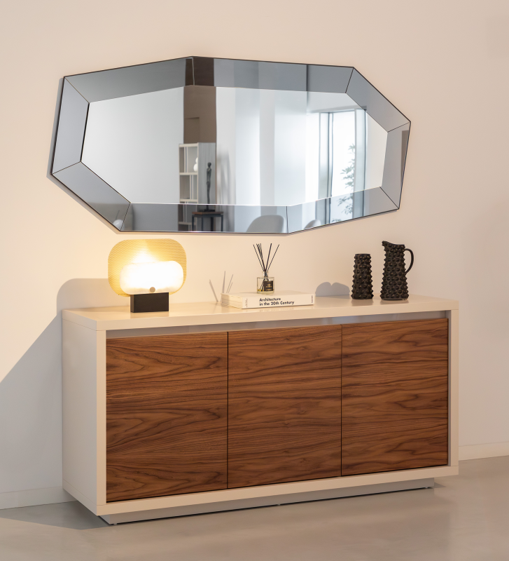 Abstract mirror with gray mirror border.