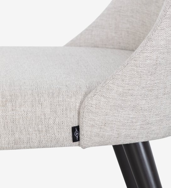Cadeira de jantar Oslo, design moderno em preto e assento cinza claro