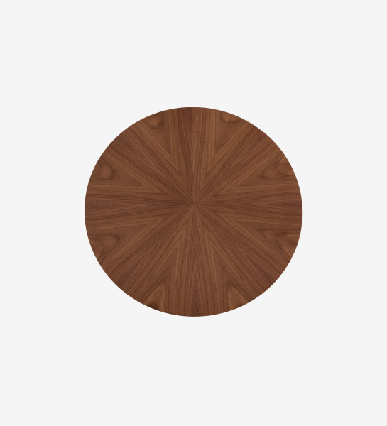 Table d'Appui Tokyo ronde, plateau en noyer naturel, pied en métal laqué noir, Ø 48,5 cm.