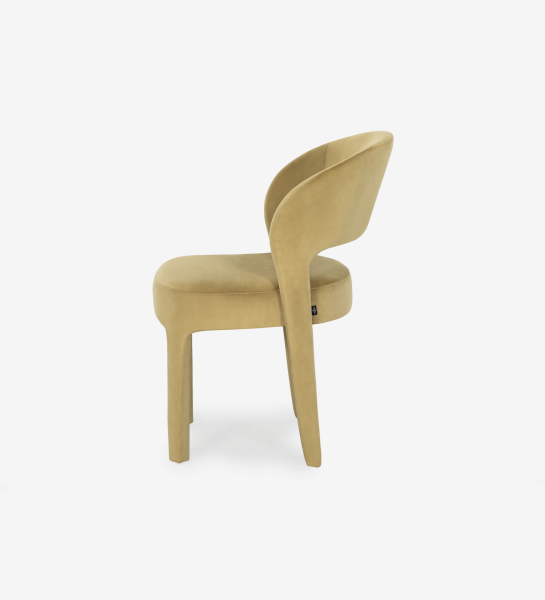Chaise Mónaco vert olive en velours, vue latérale