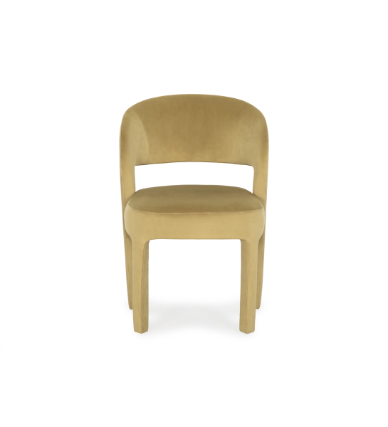 Chaise recouverte de tissu vert.