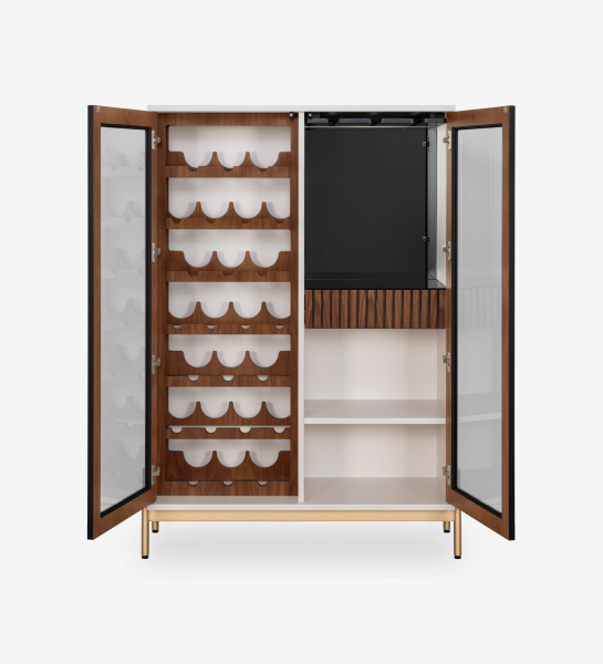 Cannes Wine Cellar wooden bar cabinet with glass doors and internal wine racks