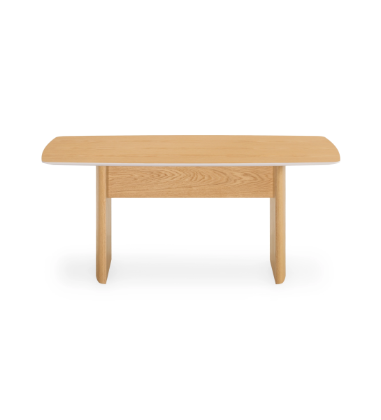 Bureau avec plateau et pieds en chêne naturel, détail en nacre.