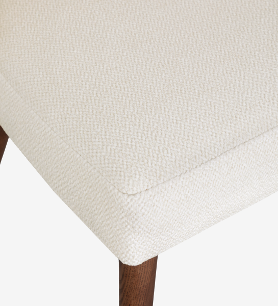 Chaise Paris siège rembourré en tissu bouclé écru avec pied en bois