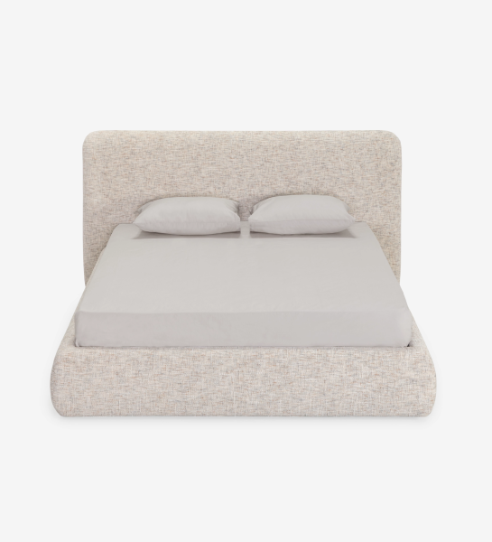 Cama de Casal Paris estofada creme com cabeceira alta e duas almofadas