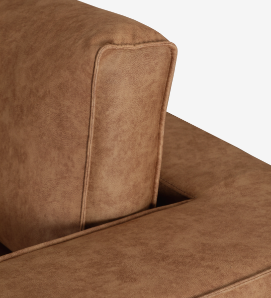 Sofá Tokyo detalle de respaldo y cojín en piel sintética marrón