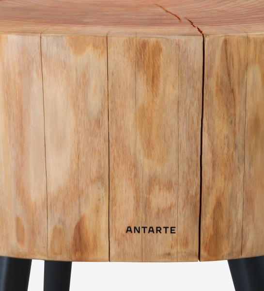 Table d'Appui Tronc en bois clair, pieds noirs et logo ANTARTE visible