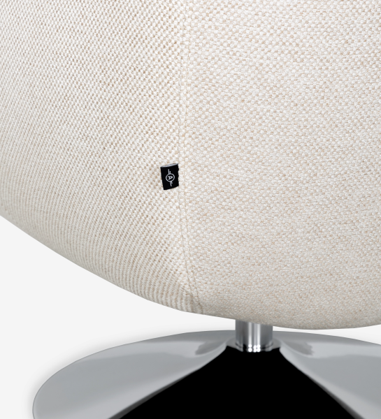 Fauteuil Paris en tissu beige texturé avec couture et pied chrome