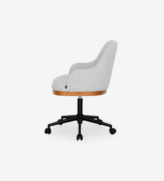 Cadeira de Executivo Cannes em tecido cinza claro, base preta com rodízios