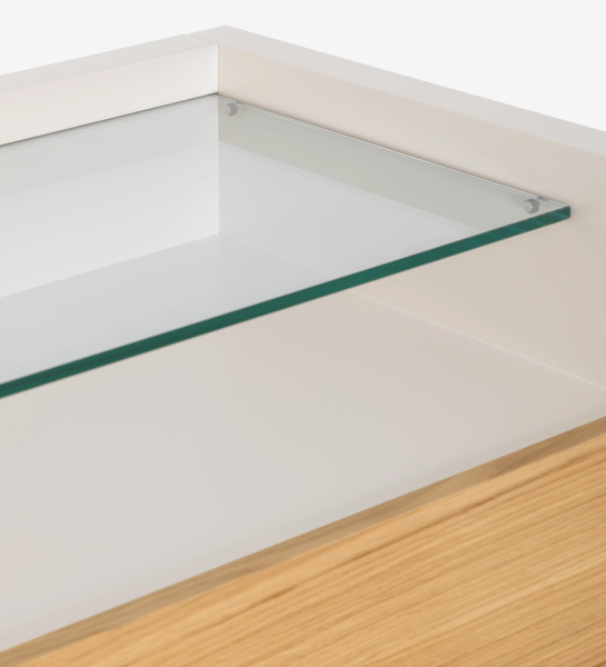 Commode Londres avec étagère en verre et intérieur blanc