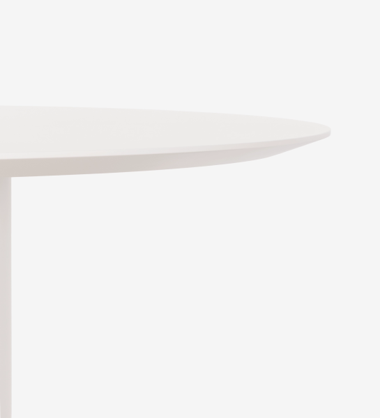 Table de Repas Geneve blanche ronde, détail du plateau et du pied