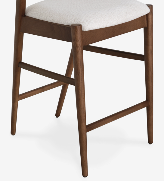 Tabouret Elba à assise blanche et structure bois foncé