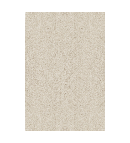 Tapis beige avec texture douce, finition pliée + feutre 6mm.