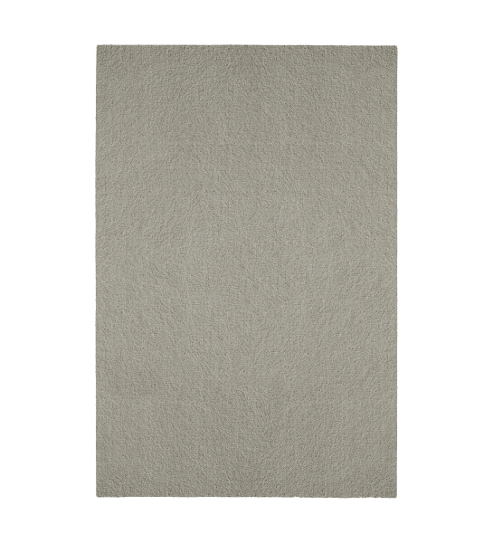 Light grey rug with soft texture, folded edge finish + 6mm feltex.
