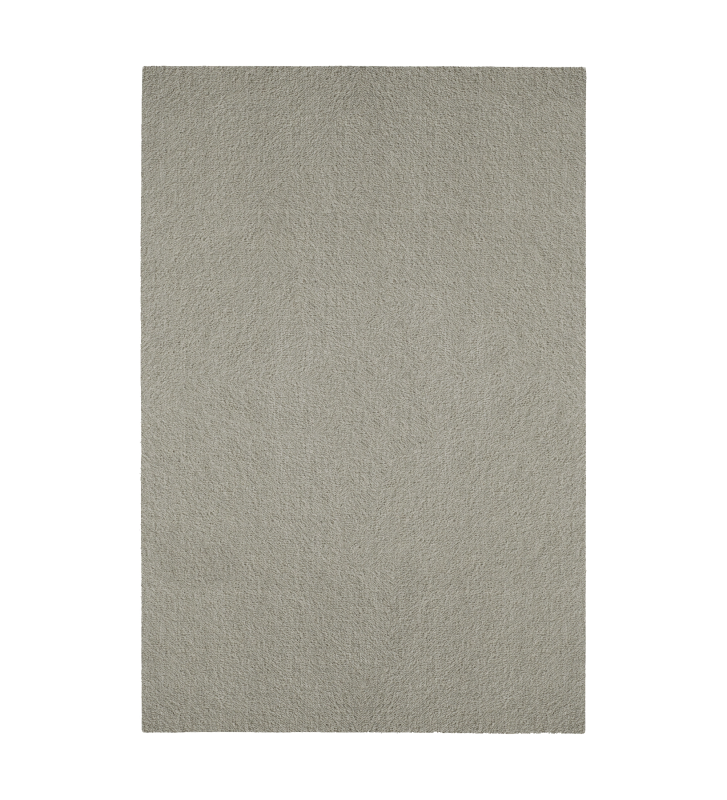 Light grey rug with soft texture, folded edge finish + 6mm feltex.