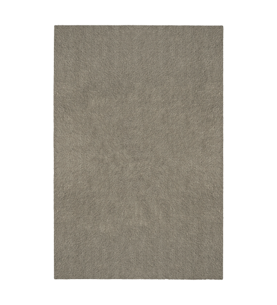 Taupe rug with soft texture, folded edge finish + 6mm feltex.