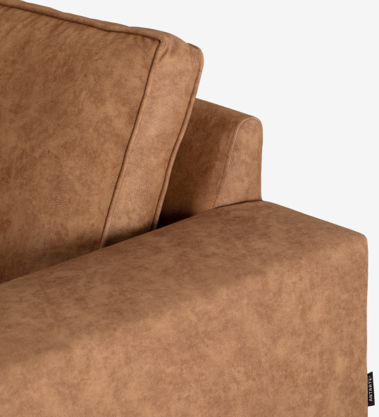 Barcelona Sofa close-up of tan suede-look arm and back cushion