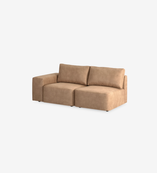Paris 2-seater sofa with one armrest, upholstered in camel fabric, 187 cm.