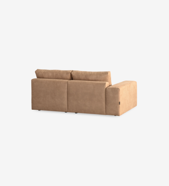 Paris 2-seater sofa with one armrest, upholstered in camel fabric, 187 cm.