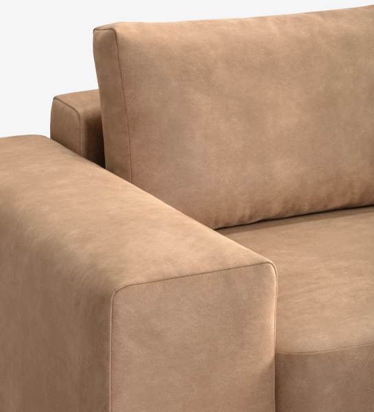 Paris 2-seater sofa with one armrest, upholstered in camel fabric, 187 cm.