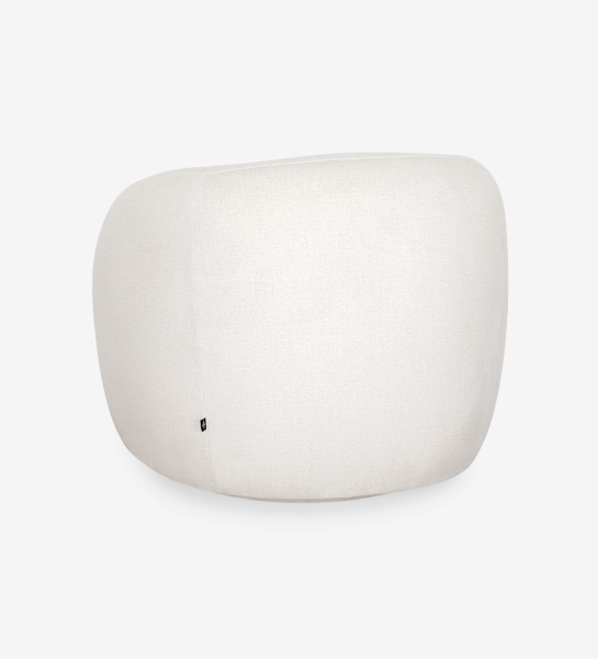 Armchair with a fully upholstered pearl-fabric finish and a swivel base.