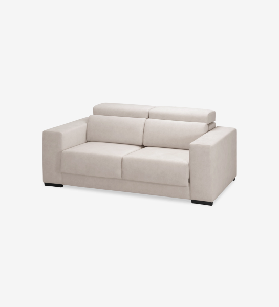 Oporto Sofa beige two-seater with wide square arms and adjustable headrests