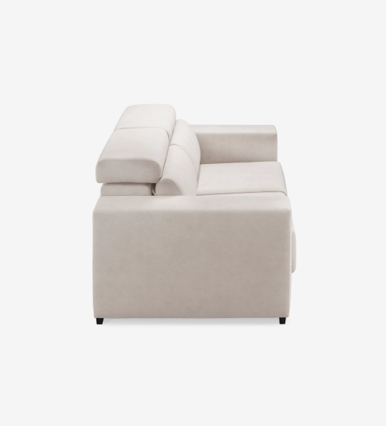 Oporto Sofa side view in light beige with adjustable headrest