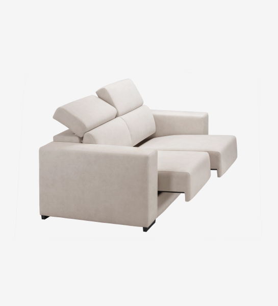Oporto Sofa in light beige with adjustable headrests and chaise extension